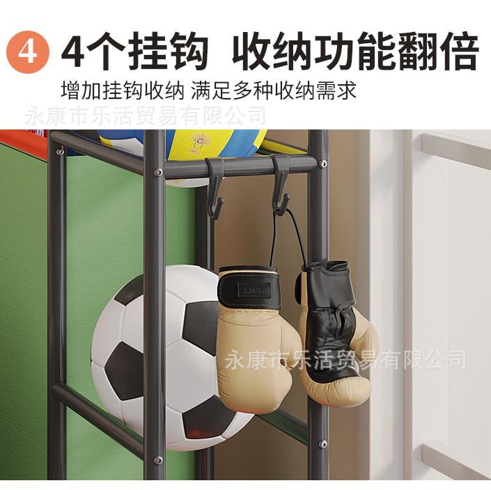 Ball storage basket household trolley badminton yoga mat crack storage rack fitness sports equipment rack