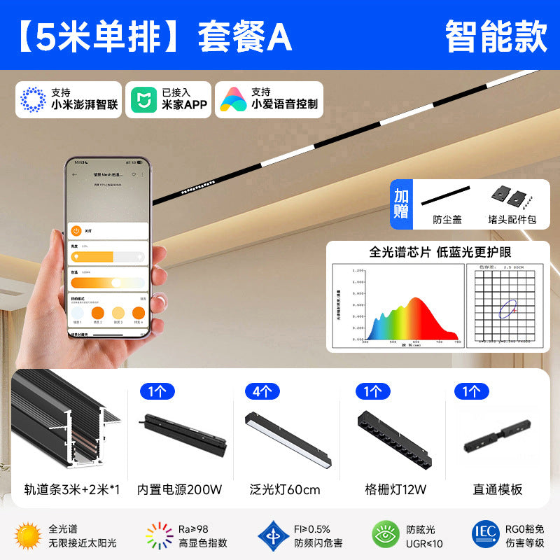 Smart Magnetic Track Light Embedded Embedded Package New Living Room No Main Light Lighting Applicable to Mobile App