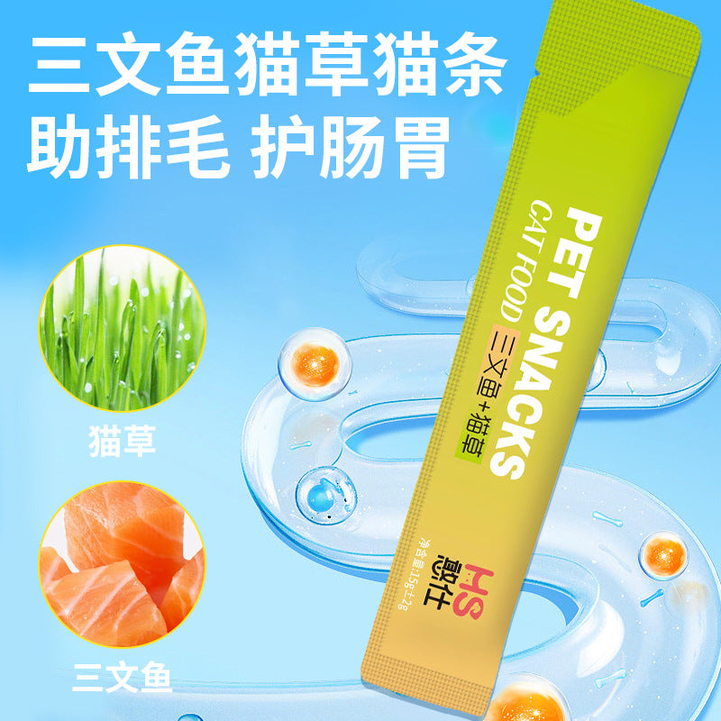 100 cat strips, a whole box of cat snacks, nutrition into cats, kittens, canned wet food, hydration, fattening, hair gills, cat supplies