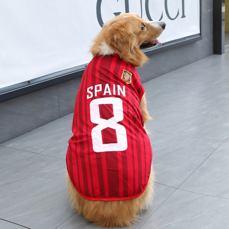 Dog Clothes World Cup Jerseys Thin Medium Large Dog Golden Retriever Teddy Bigbear Husky Samo Corgi Summer Clothing
