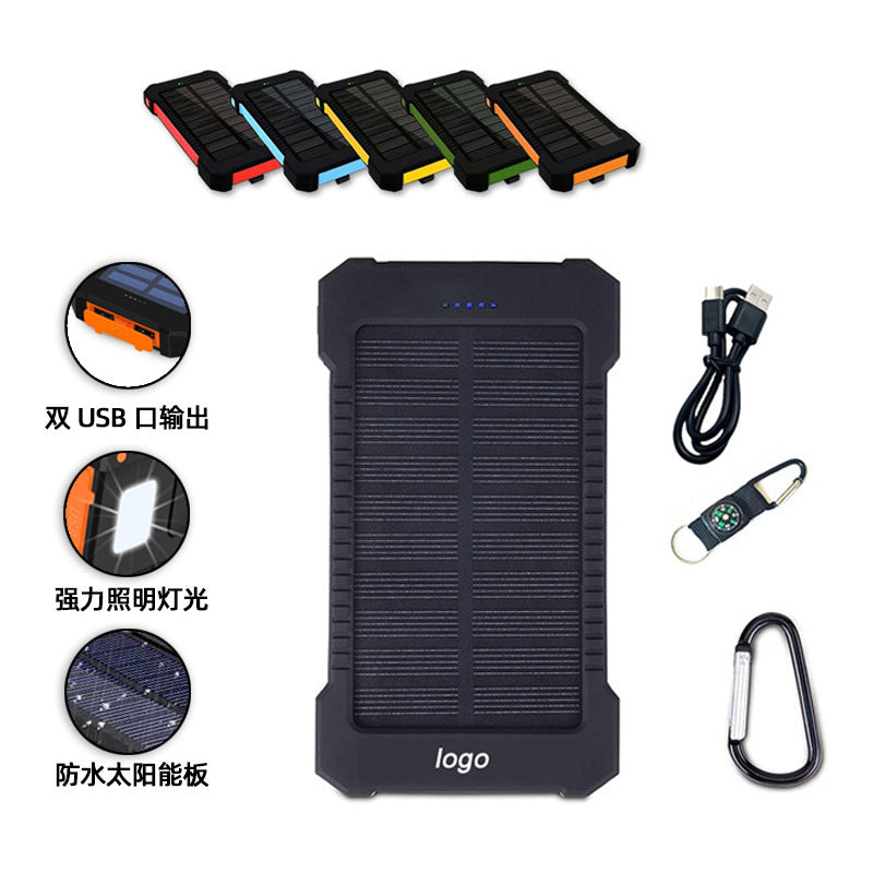 Cross-border portable solar power bank LED light 20000mAh ultra-thin outdoor mobile phone mobile power supply customization