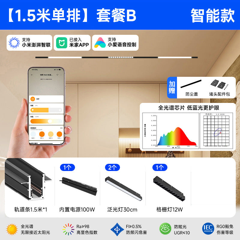 Smart Magnetic Track Light Embedded Embedded Package New Living Room No Main Light Lighting Applicable to Mobile App