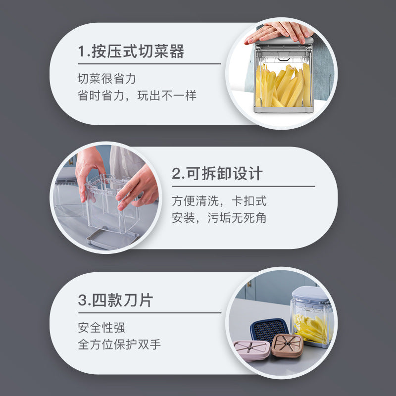 French fries special slicer household kitchen multi-functional press cutting artifact cucumber tomato dicing slicer