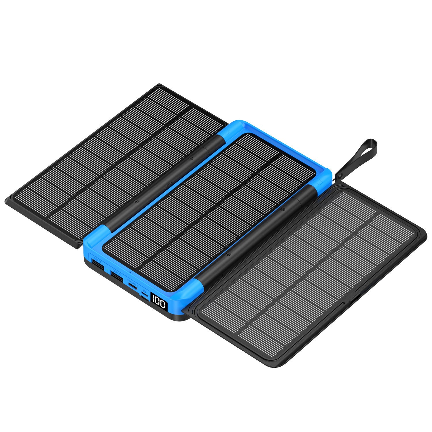 Cross-border folding portable solar power bank 20000mAh large-capacity wireless charging outdoor mobile power supply
