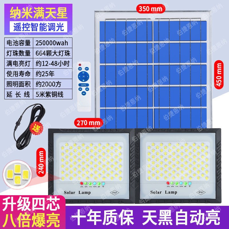 2024 new smart solar lighting, automatic light in the dark, indoor and outdoor solar garden floodlight