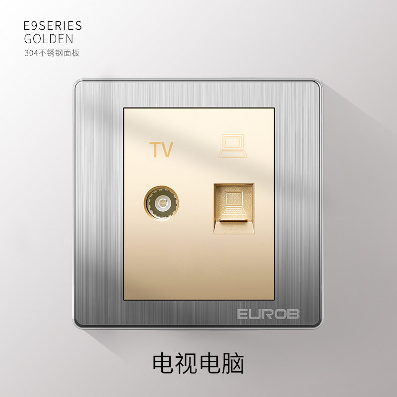 Open switch socket household silver 86 type 5 five-hole plug two or three plug double control wall air conditioner panel