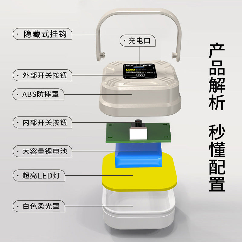 Portable mini camping light rechargeable long battery life tent light emergency light camping light rechargeable lighting