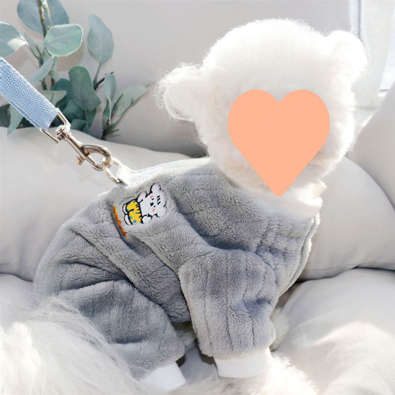Traction puppy dog clothes winter Bigbear teddy Pomeranian Schnauzer small dog pet autumn and winter four-legged winter