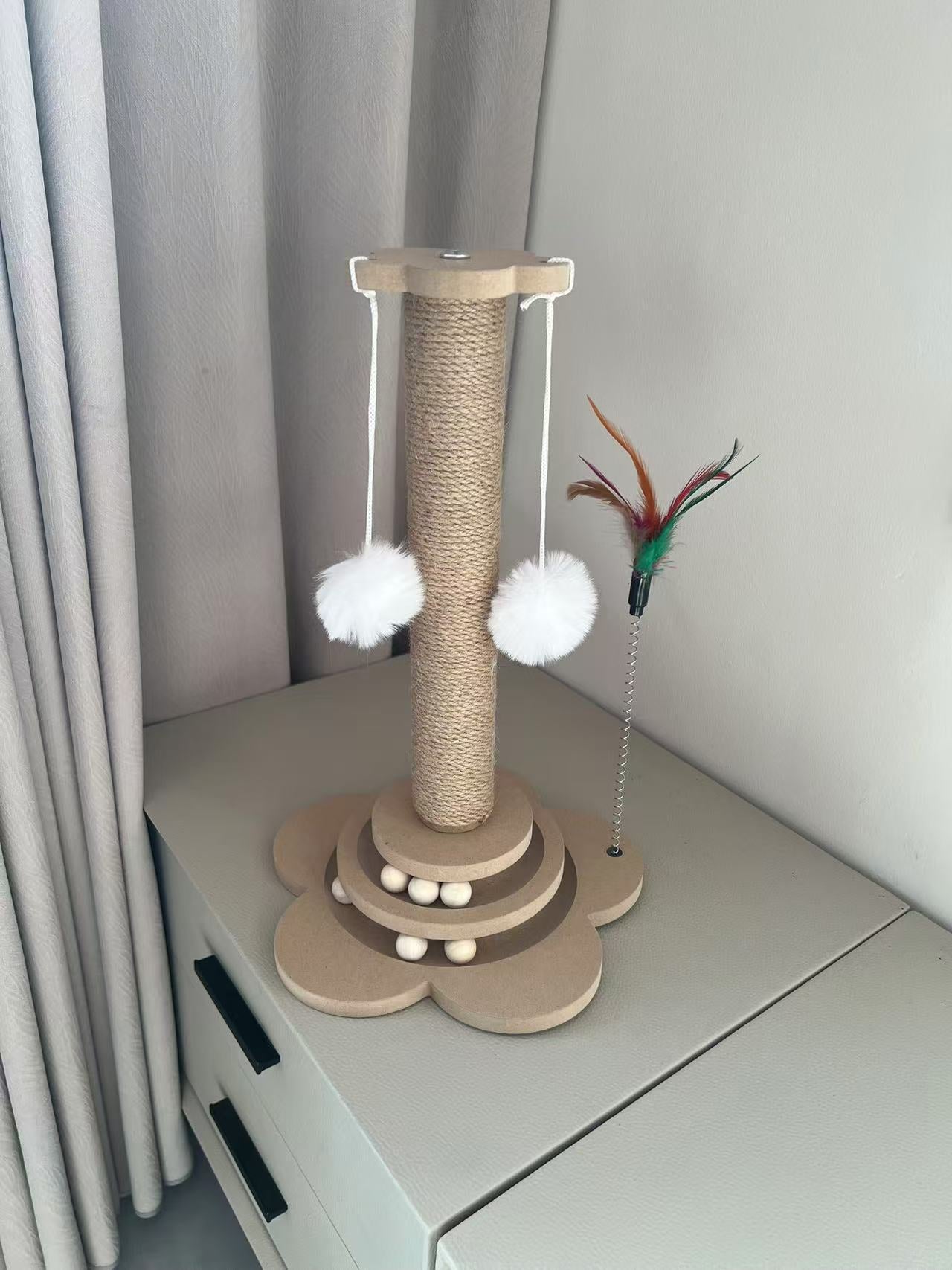 Cat scratching board, sisal wear-resistant and non-crumb-resistant cat kitten toys, cat teasing stick, self-pleasure and boredom cat climbing integrated cat scratching column