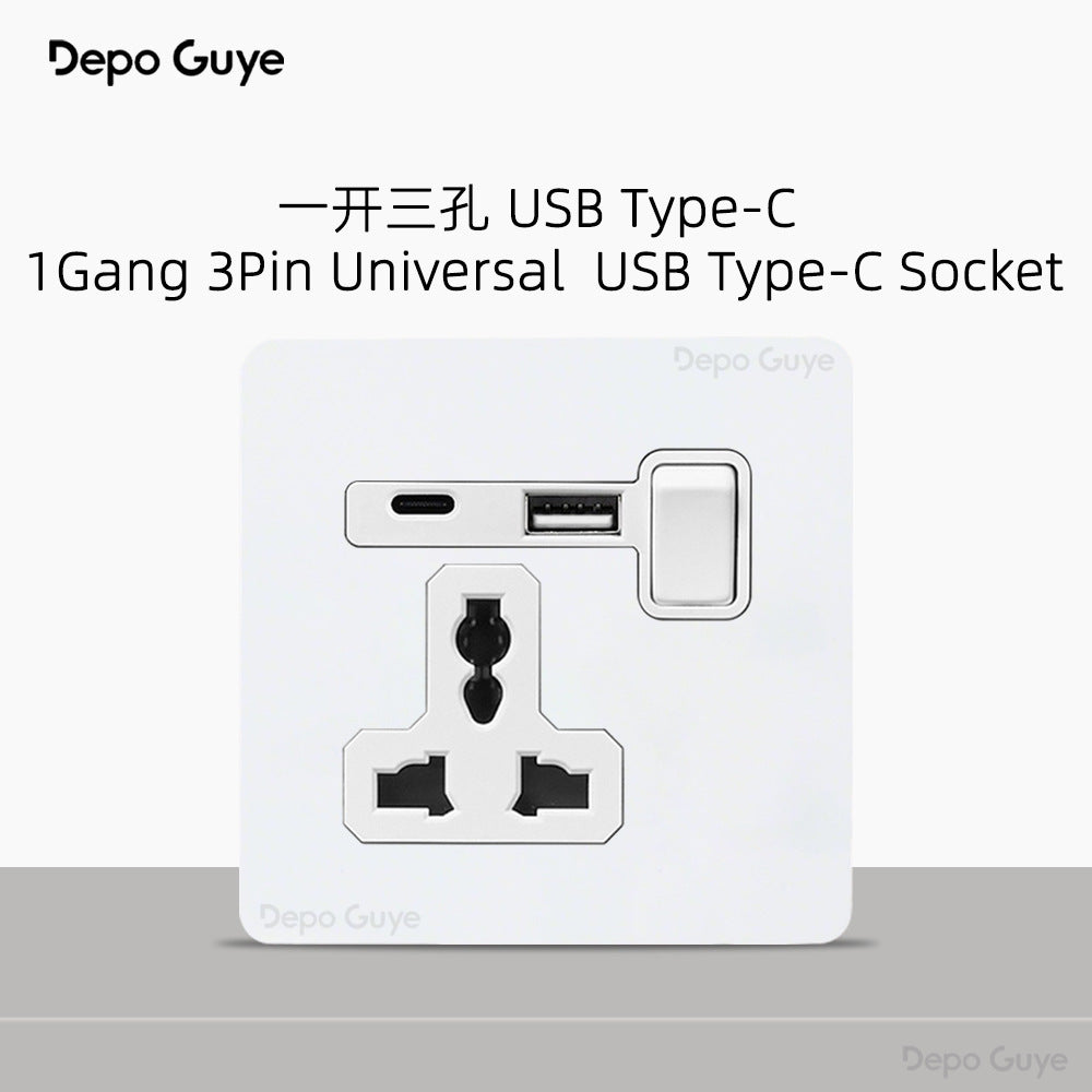 Foreign trade simple wind stainless steel switch panel 86 type concealed Hong Kong and Macao British standard European socket brass lever