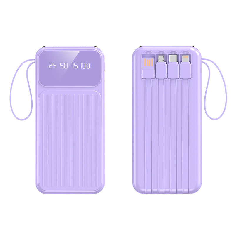 Cross-border self-contained cable mobile phone power bank 20000mAh large-capacity mobile power supply portable gift LOGO printing