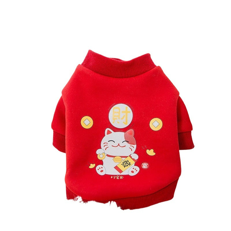 Handsome cat clothes autumn and winter clothes anti-hair loss and velvet warm kitten cloth blue cat kitten autumn and winter models
