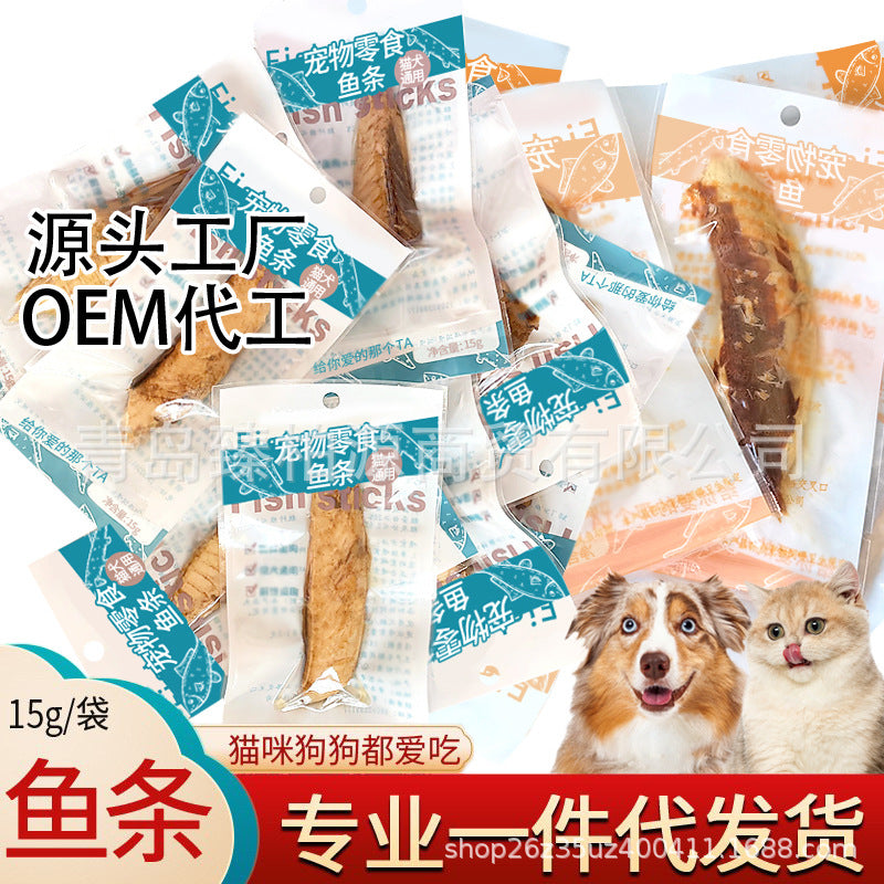 Cooked fish sticks wholesale pet snacks wet food wrapped into kitten rice tuna skipjack mackerel nutrition cat cat food