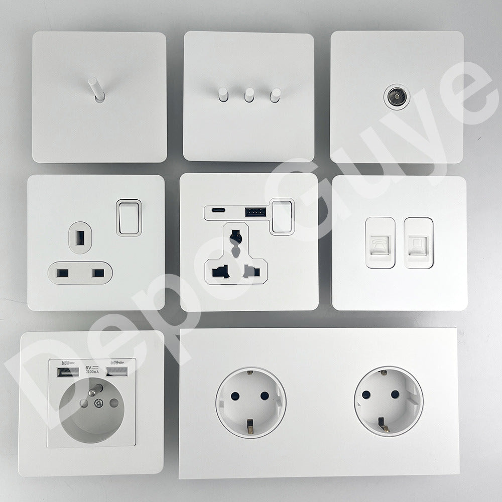 Foreign trade simple wind stainless steel switch panel 86 type concealed Hong Kong and Macao British standard European socket brass lever