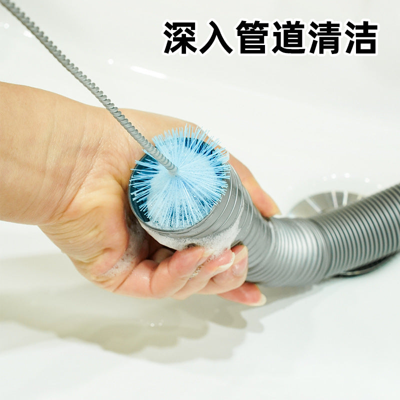 Cross-border bendable pipe cleaning brush dredger kitchen bathroom sewer inner wall dirt hair dredging tool