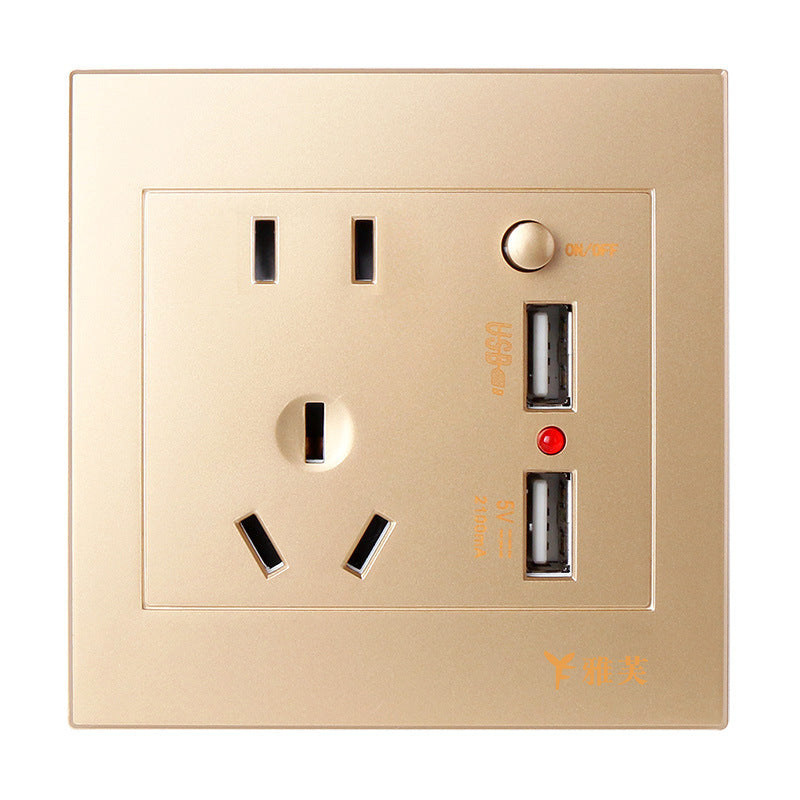 86 type switch socket five-hole plug with USB wholesale household concealed wall porous power supply charging panel