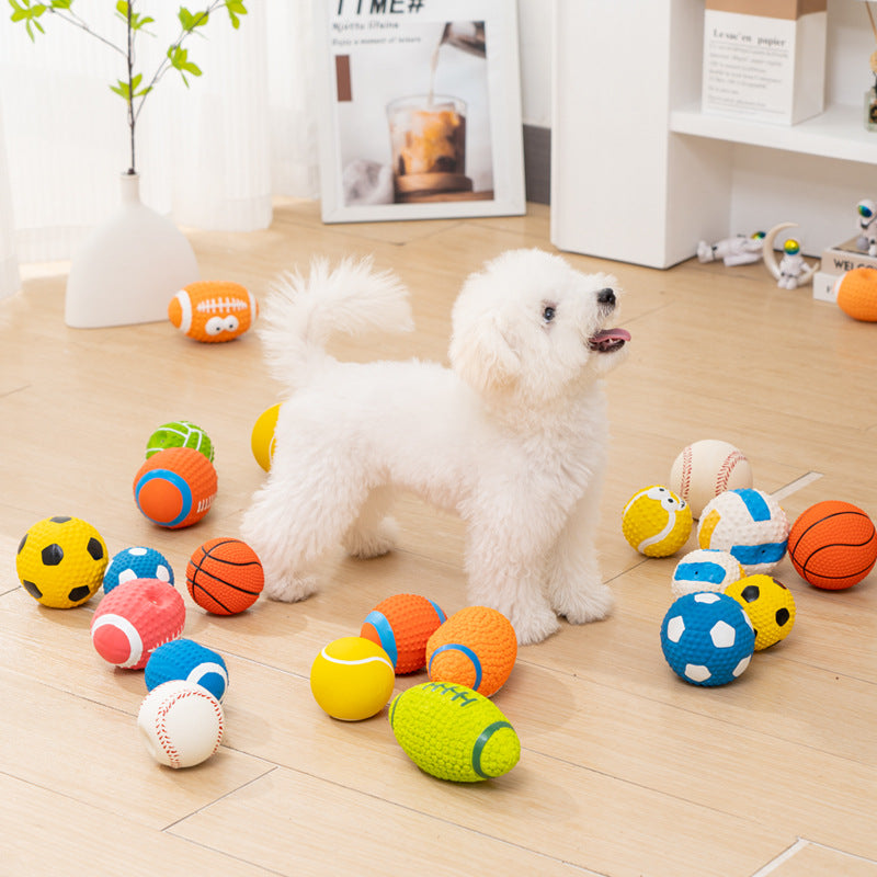 Wholesale Pet Latex Toys Filled Cotton Latex Rugby Football Volleyball Sound Dog Toys Pet Toys