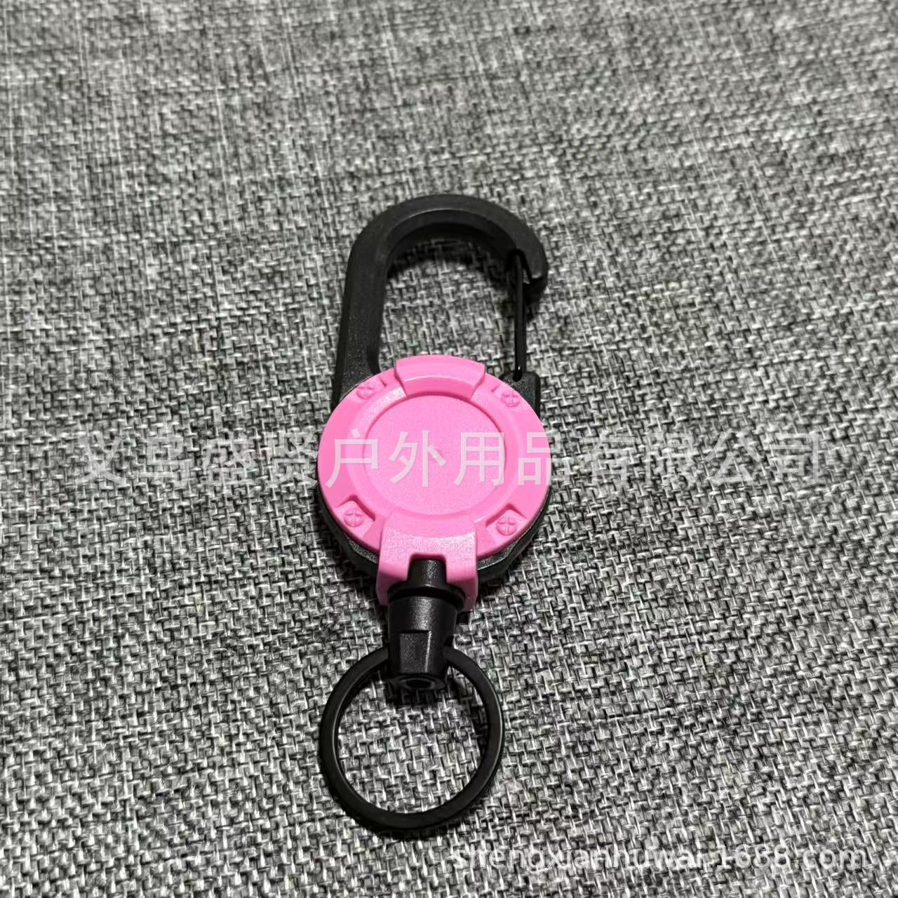 Outdoor camping tactical easy-to-pull buckle telescopic buckle wire rope multi-functional keychain camping rebound anti-lost rope easy to pull