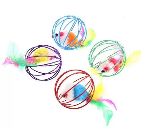 Pet toy cage mouse sounding cat toy teaser cat stick cat collar