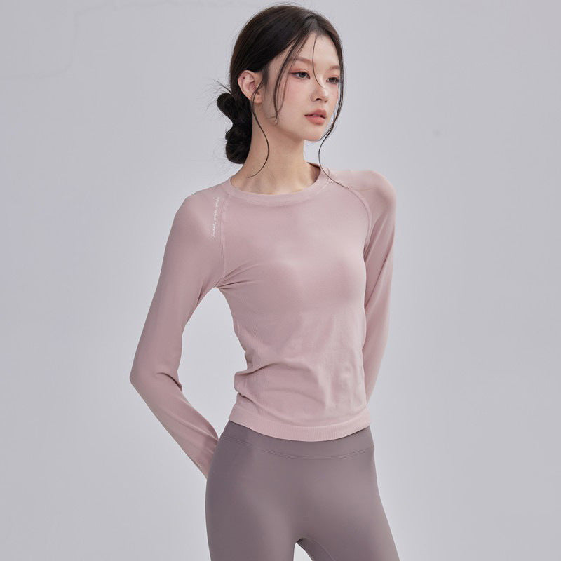 Autumn and winter fitness clothes women's long-sleeved high-elastic tight training outdoor sports tops women's quick-drying running yoga clothes