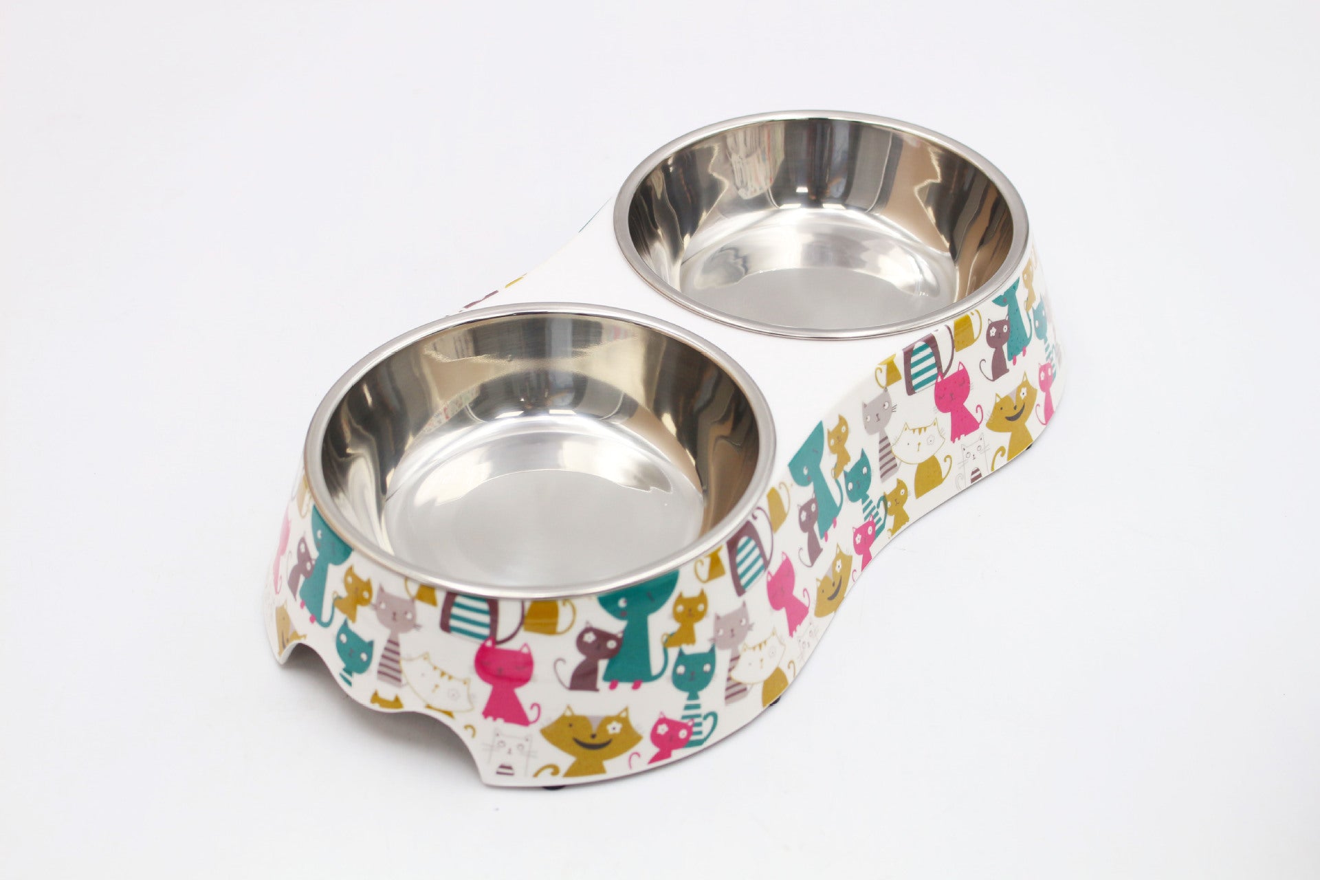 Spot wholesale pet melamine double bowl stainless steel food grade material cat dog pet drinking water feeding pet bowl