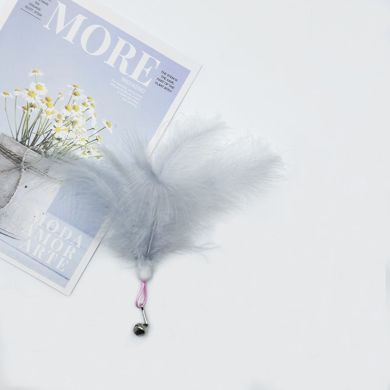Cat toy cat teaser stick feather bell replacement head pet plush toy cat teaser artifact to relieve boredom pet toy