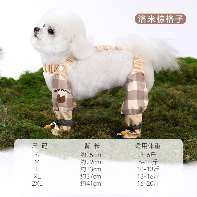 Traction Jacquard with feet Pet dust pants Four-legged outdoor smock Waterproof and dirt-proof small and medium-sized dog and dog clothes