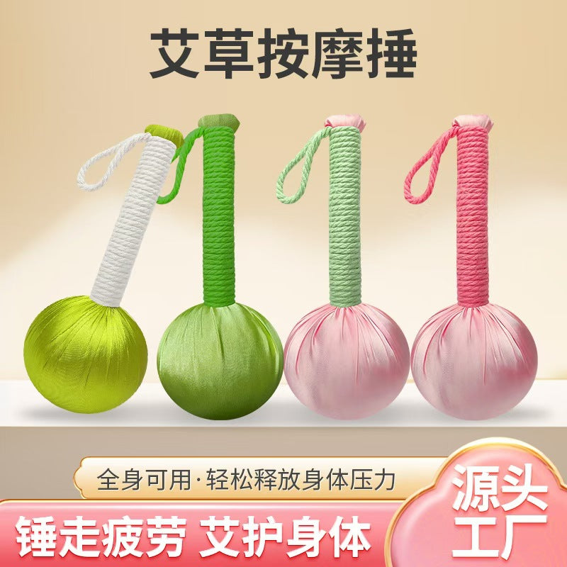 Wormwood Hammer Satin Wholesale Silk Gifts Moxibustion Hammer Moxa Products Gift Box Customized Wormwood Health Hammer Massage Hammer