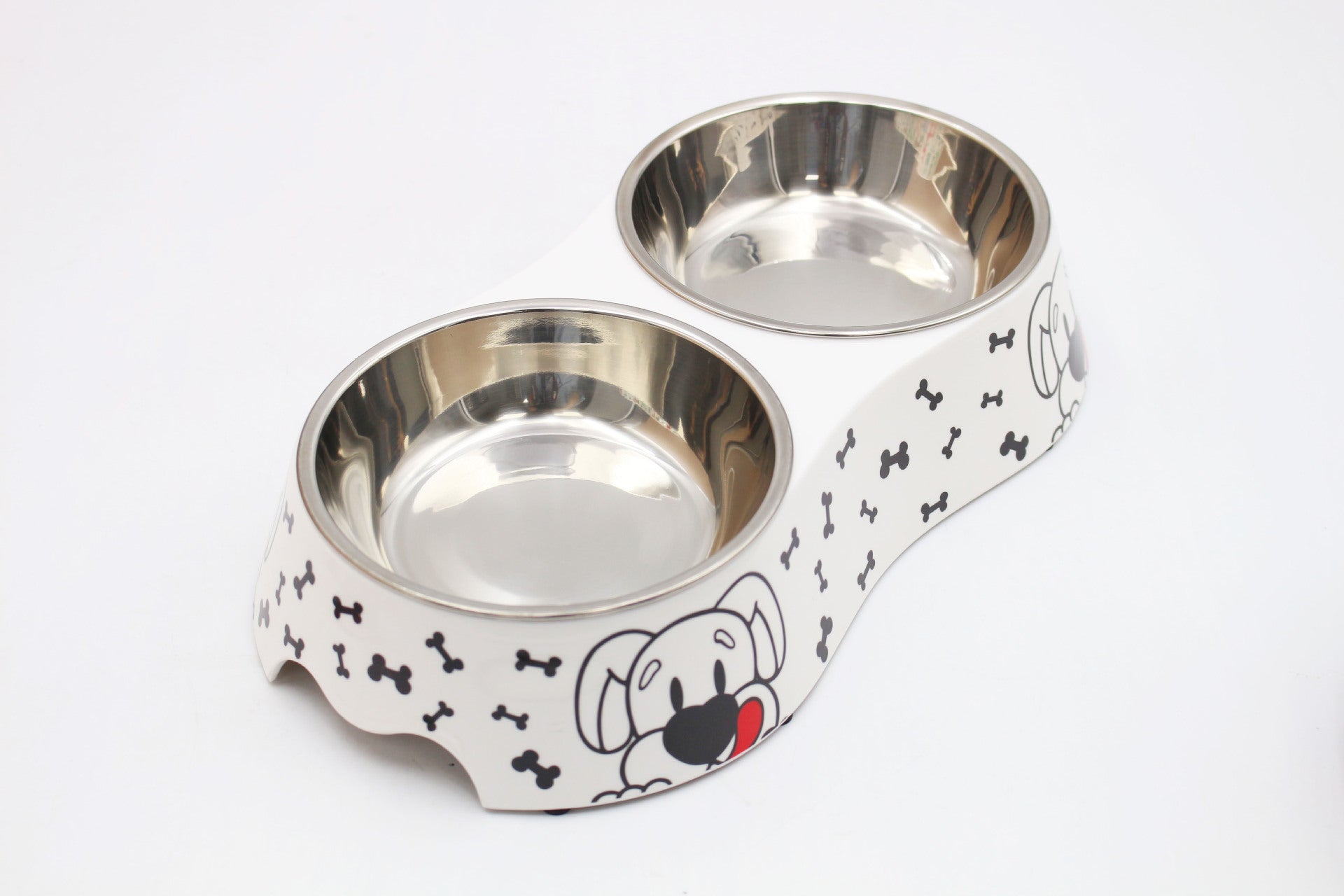 Spot wholesale pet melamine double bowl stainless steel food grade material cat dog pet drinking water feeding pet bowl