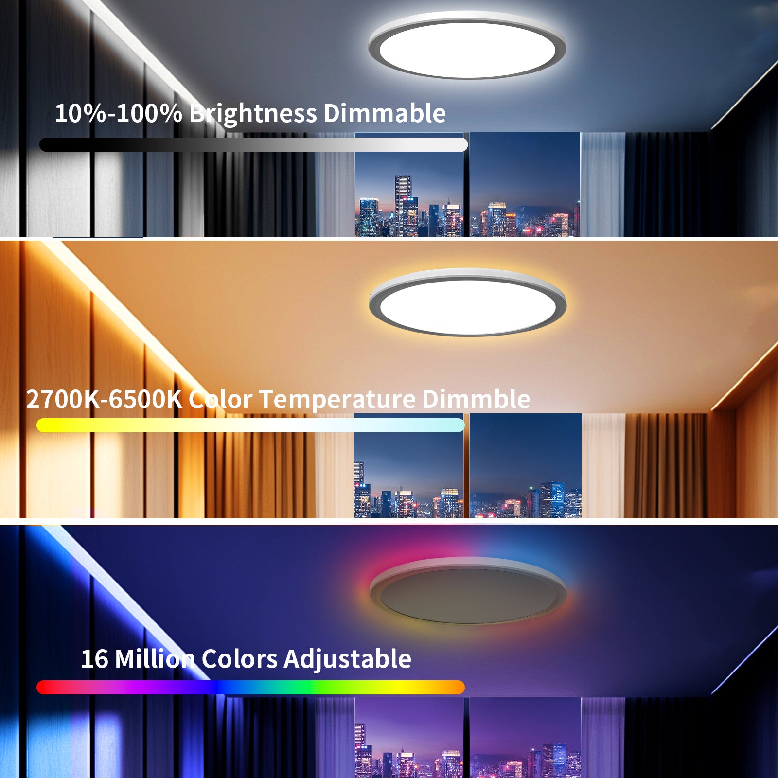 Cross-border intelligent backlight RGBIC colorful horse racing ceiling light ultra-thin adjustable Alexa voice bedroom living room light