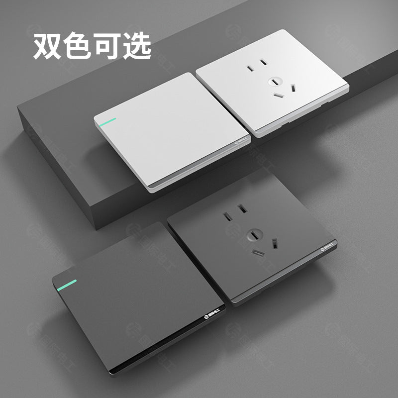 International Electrician 86 household concealed gray ultra-thin wall switch socket panel 5 holes 16 amps plug