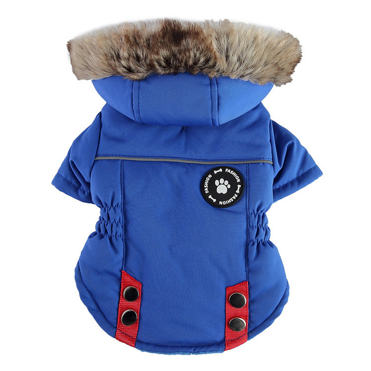Cross-border popular pet autumn and winter clothes windproof and cold-proof puppy jacket integrated chest and back can pull dog cotton-padded clothes