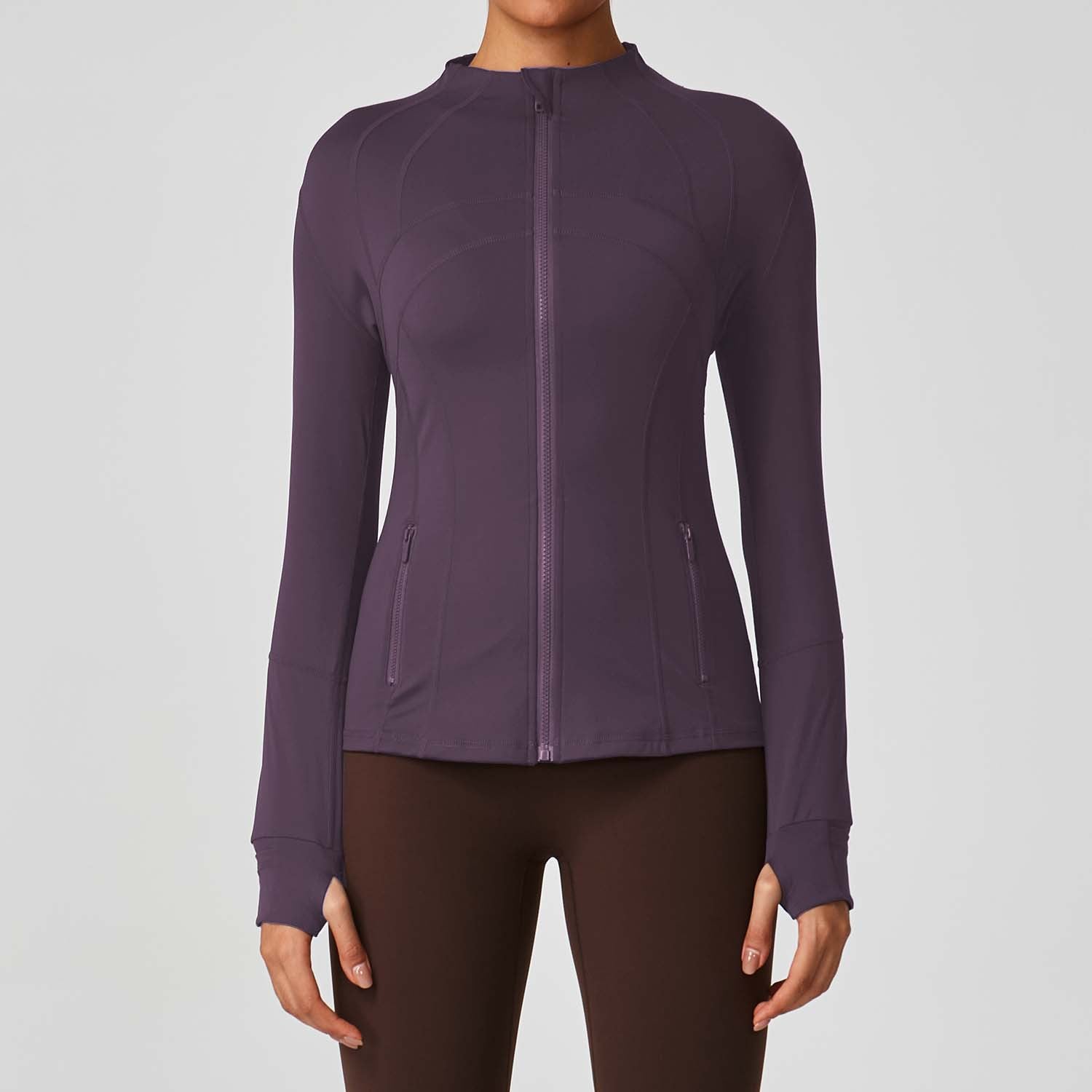 LuluID blazer jacket women's defined outdoor slim stand-up cardigan zip yoga suit top