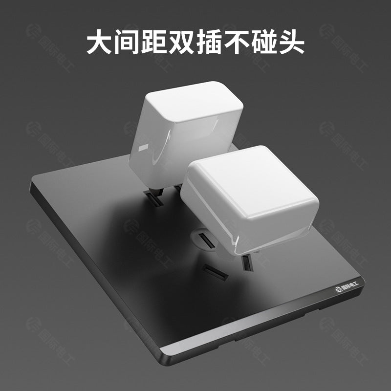 International Electrician 86 household concealed gray ultra-thin wall switch socket panel 5 holes 16 amps plug