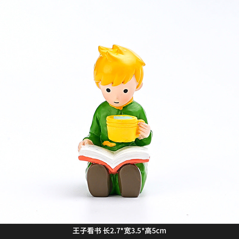 Creative and cute handmade ornaments Car desktop Home decoration Resin handicrafts Prince take flower small ornaments