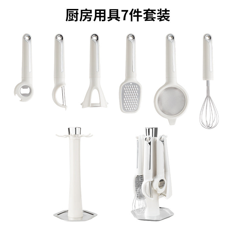 Kitchen Helper Set Household Multifunctional Gadgets Storage Rack Shaved Wire Egg Beater Bottle Opener Filter