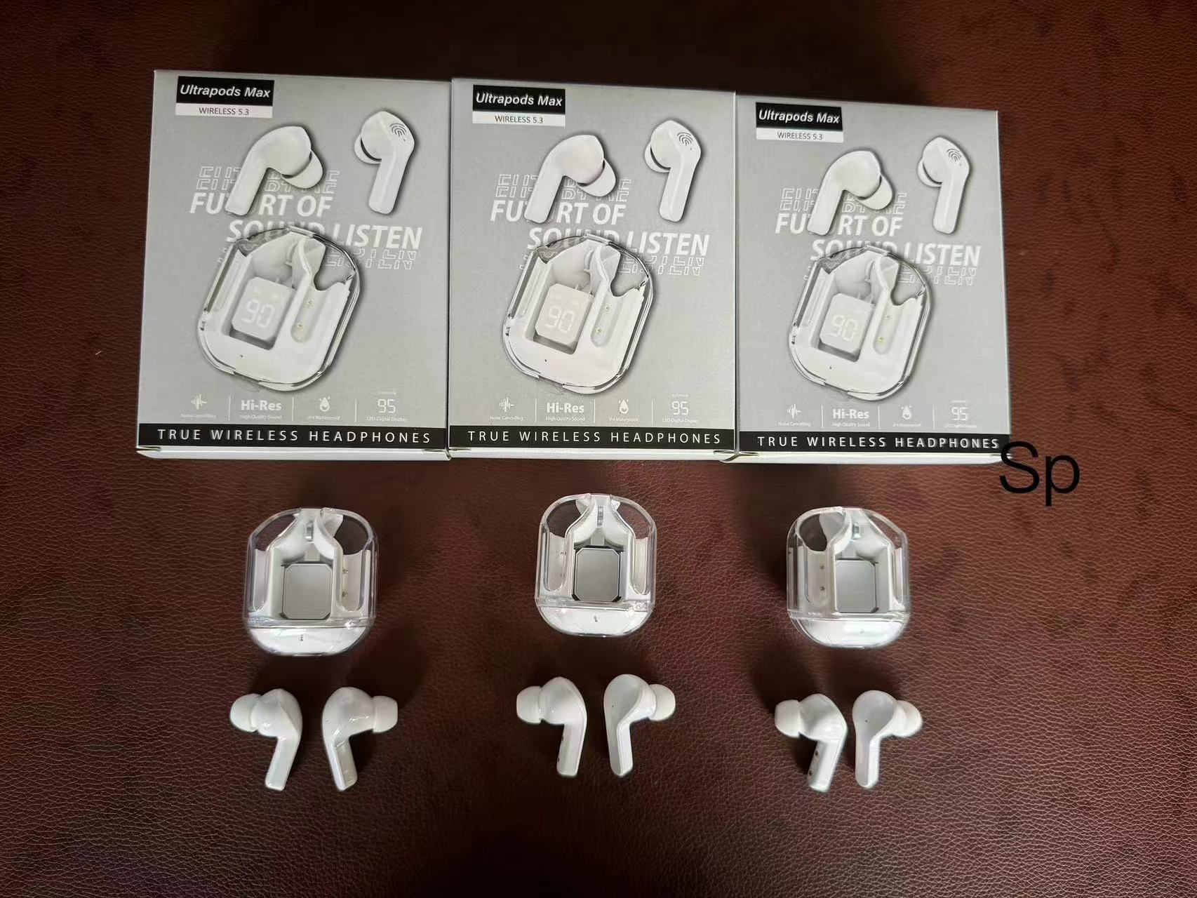 Cross-border generation hot-selling transparent new digital display Bluetooth headset in-ear bilateral stereo charging compartment 1 generation none