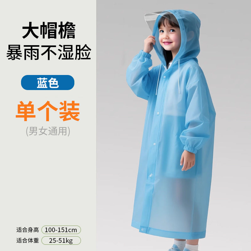 Children with brim portable raincoat thickened long disposable poncho outdoor tourism primary school students go to school amusement park