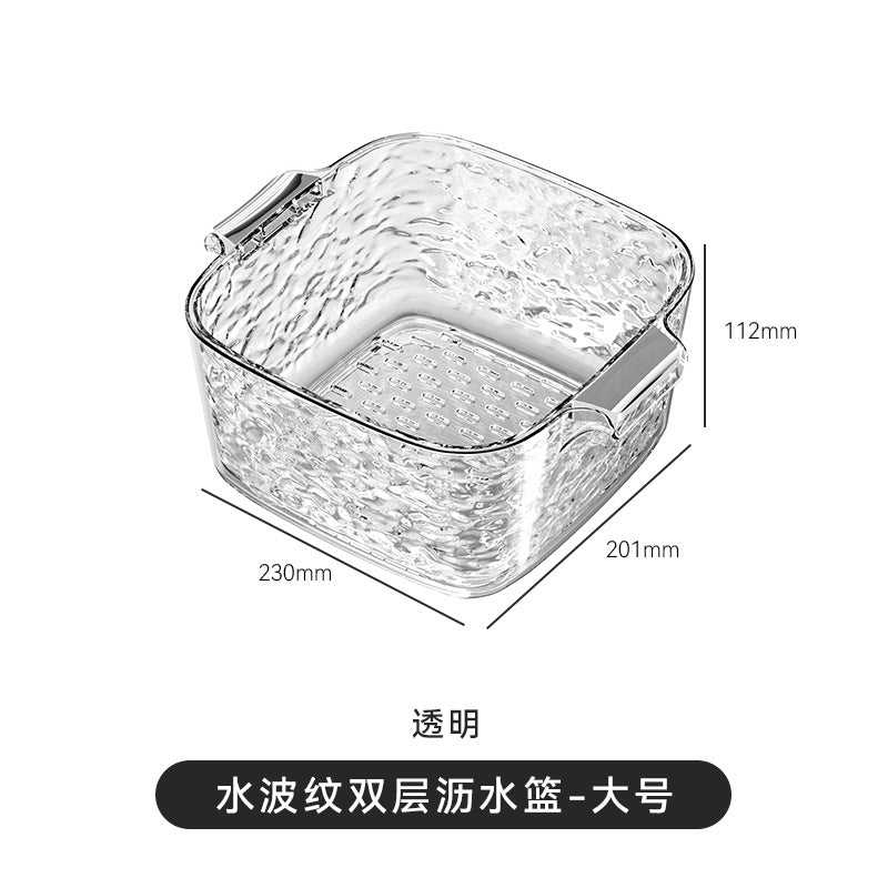 Kitchen Drain Basket Vegetable Basket Household Double Sink Vegetable Basin Drain Basket Rice Basket Plastic Vegetable Basket Storage Basket