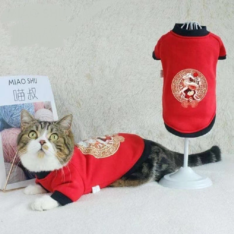Handsome cat clothes autumn and winter clothes anti-hair loss and velvet warm kitten cloth blue cat kitten autumn and winter models