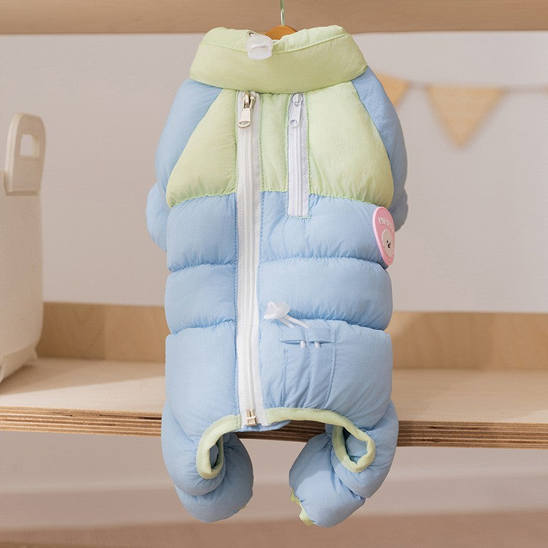 Autumn and winter dog clothes thickened warm quilting cotton pockets traction cat pet than bear four-legged cotton-padded dog clothes