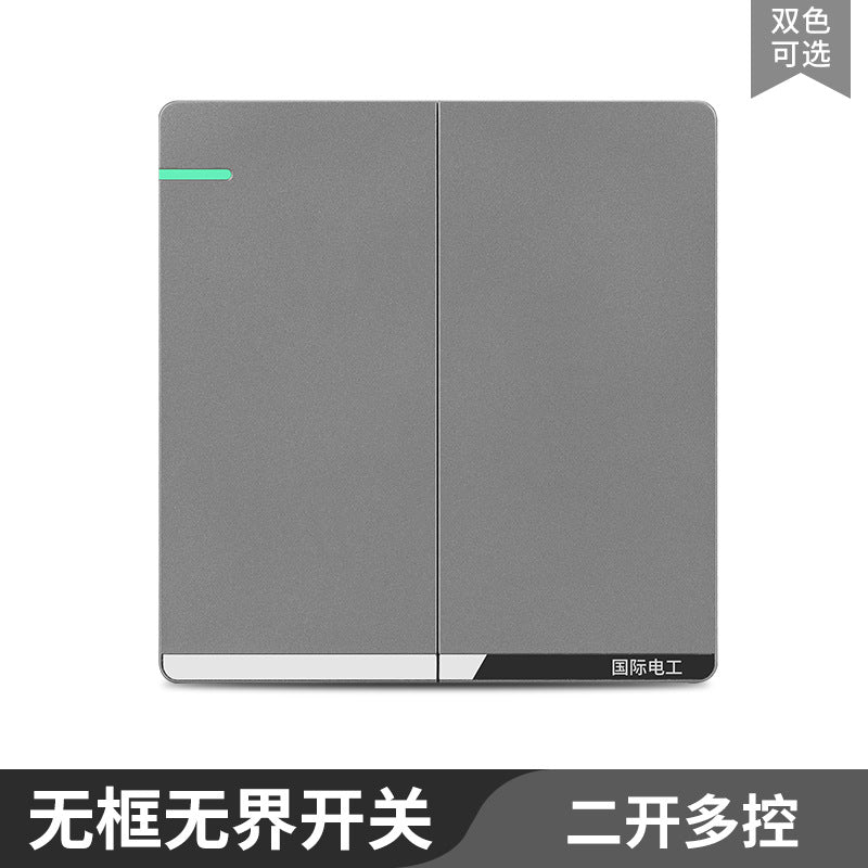 International Electrician 86 type concealed large board gray household porous wall power supply one open five hole switch socket panel