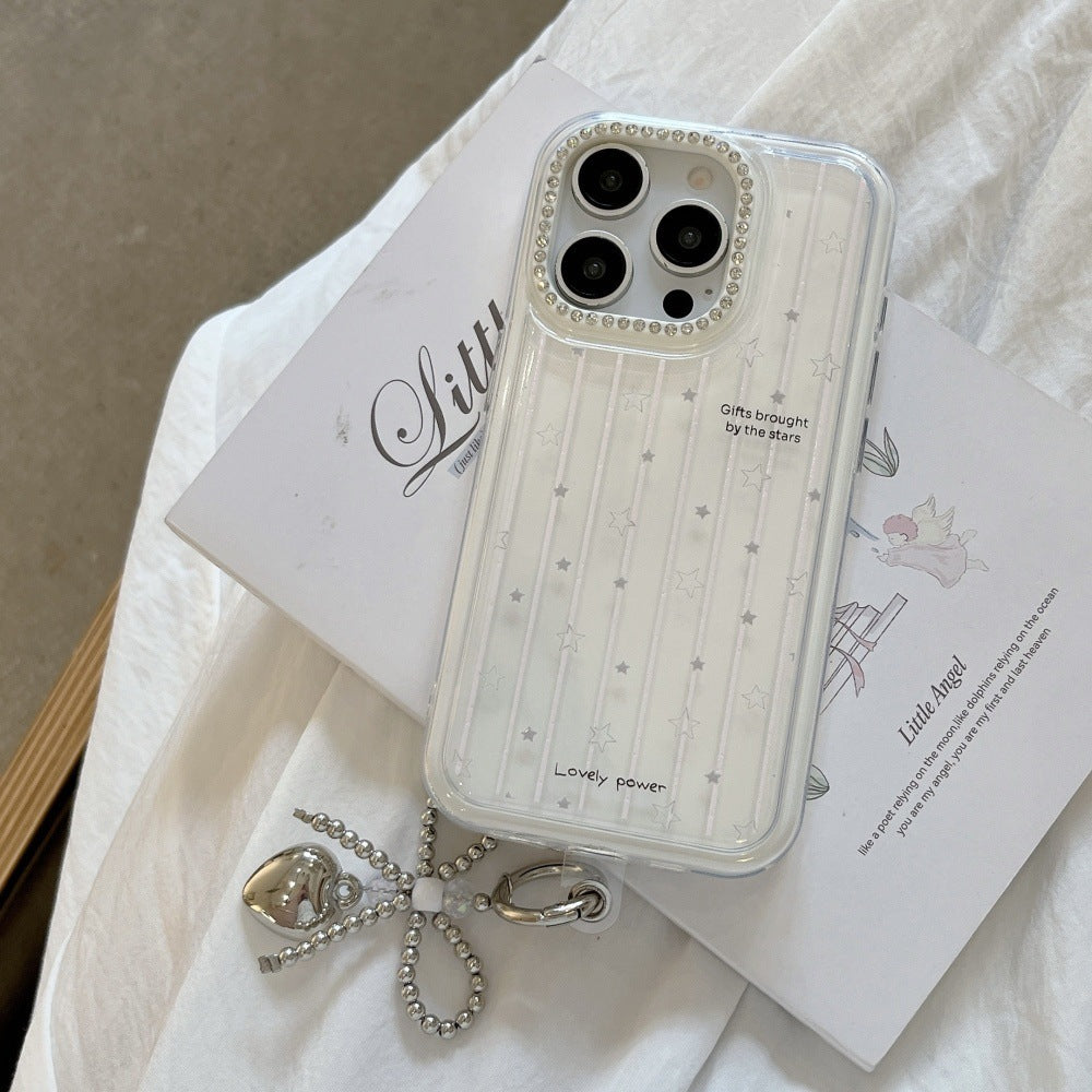 ins wind white background striped colored stars for iPhone17ProMax/16 mobile phone case 15 Apple 14 girl