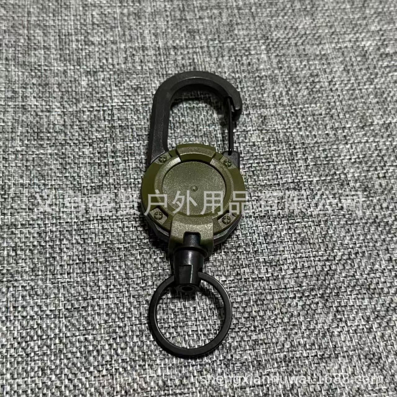 Outdoor camping tactical easy-to-pull buckle telescopic buckle wire rope multi-functional keychain camping rebound anti-lost rope easy to pull
