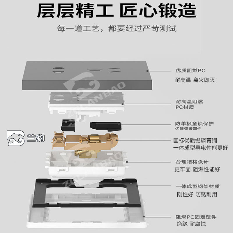 Wholesale Household Dark Grey Five-hole Socket 86 Concealed Two and Three Poles One Open Single Double Control Plug Switch Panel