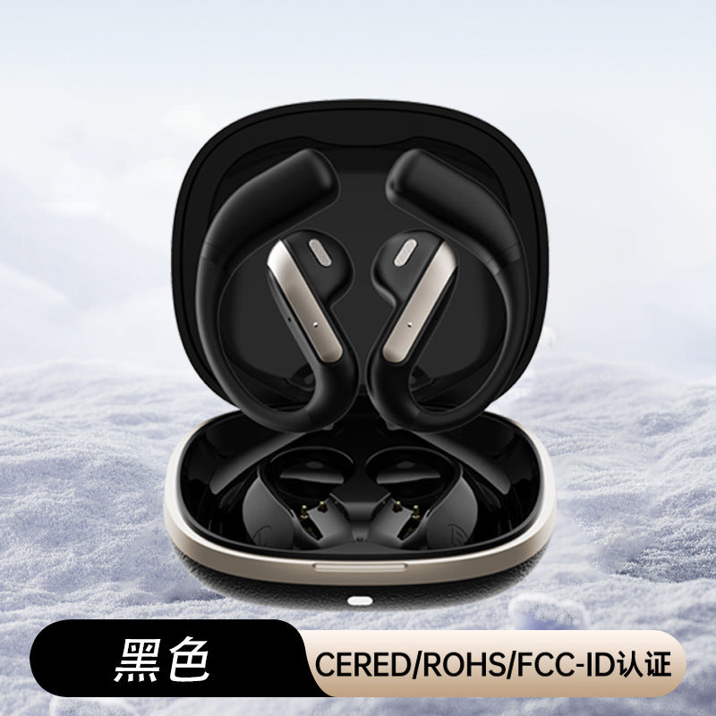 New AI smart bluetooth headset half-in-ear open hanging ear YJ-55 sports simultaneous translation imitation leather texture