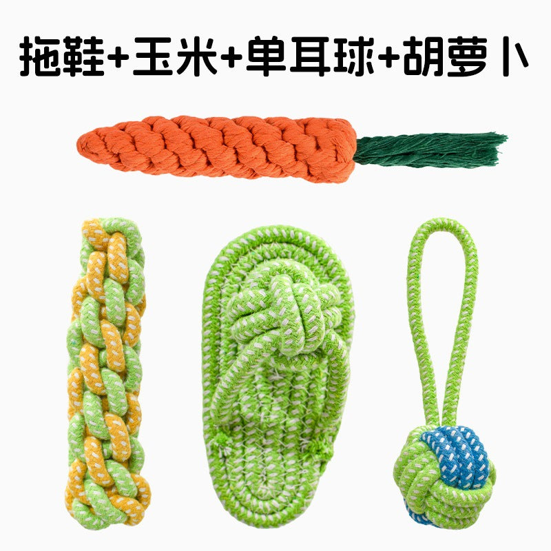 Dog Toys Grinding Teeth Bite-resistant Knot Slippers Small Medium Large Dog Teddy Golden Retriever Bigbear Pet Supplies