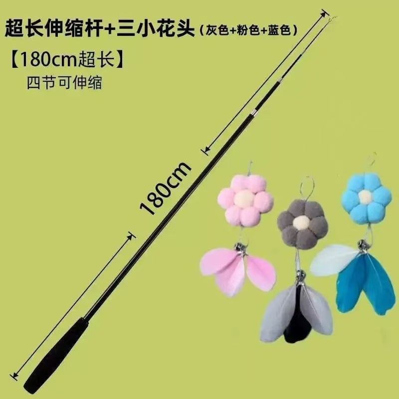 Cat teasing stick 1.8 meters telescopic rod Extended long rod can be retractable, strong and durable self-hi boredom relief artifact Cat teasing artifact