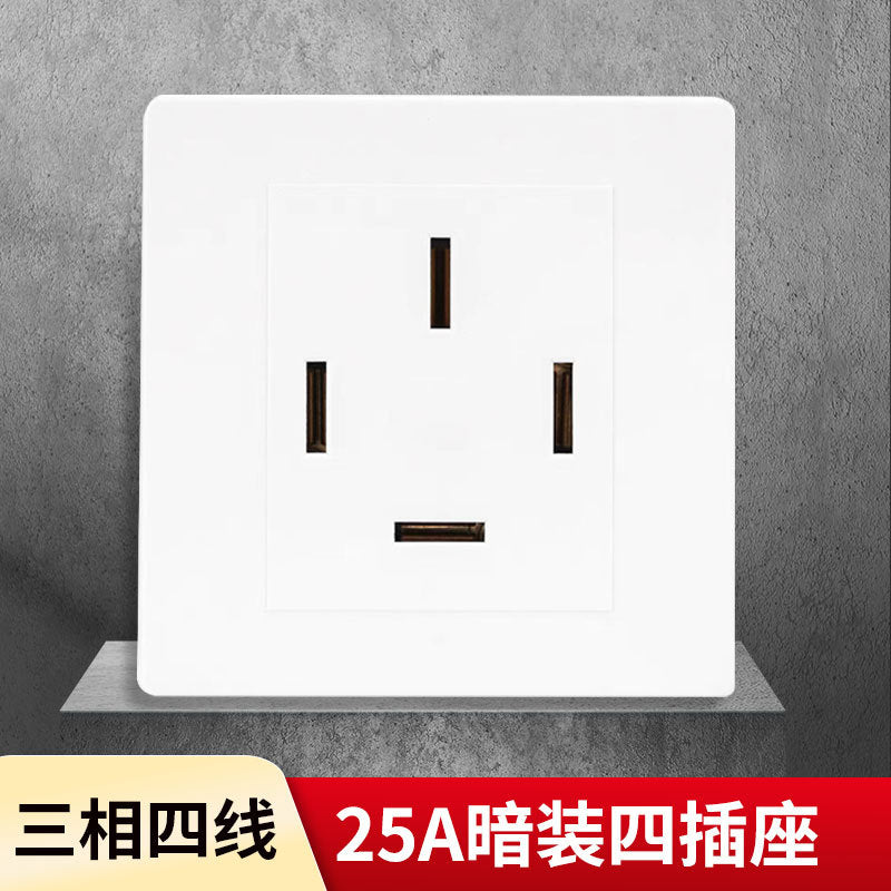 Three-phase five-wire socket 25A five-hole 440V air conditioner 16A plug 86 type wall 380V four-pole industrial power plug