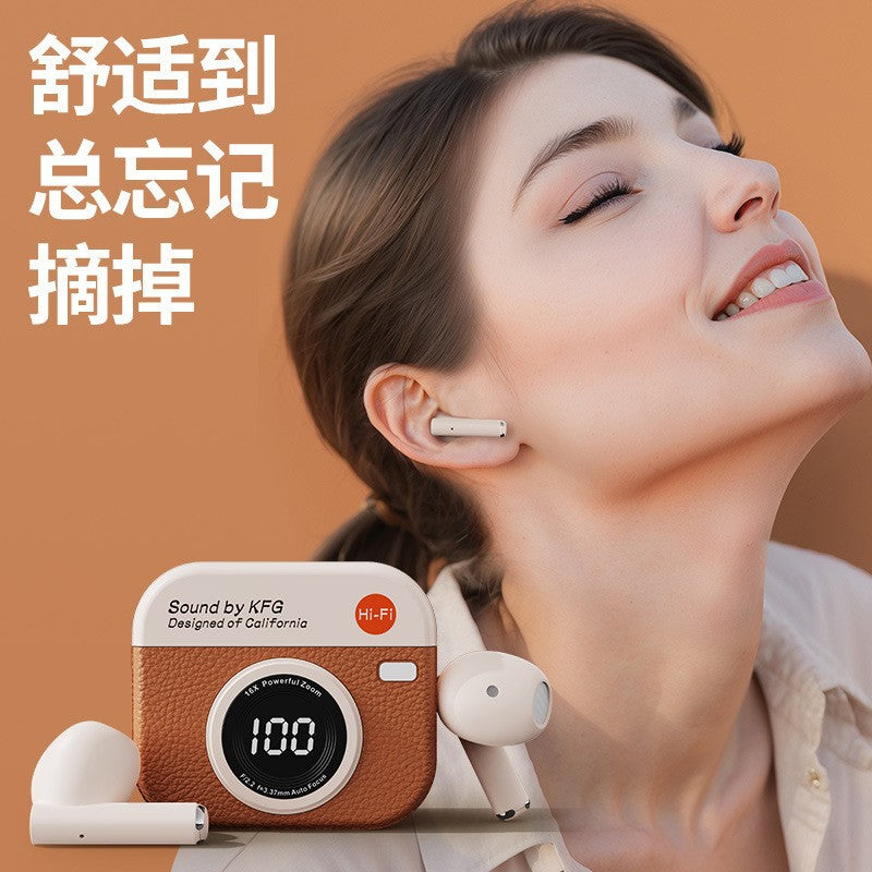 Cross-border 2025 new smart digital display, Voice of Berlin high-quality retro camera, in-ear Bluetooth headset Q86
